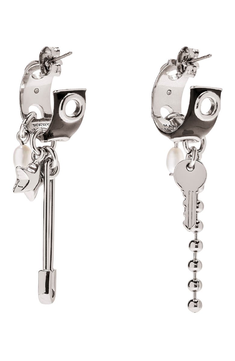 Marc Jacobs Punk Beauty Charm Drop Earrings, Alternate, color, Silver/ Black