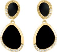 EFFY 14K Yellow Gold Black Onyx Cabochon Drop Earrings