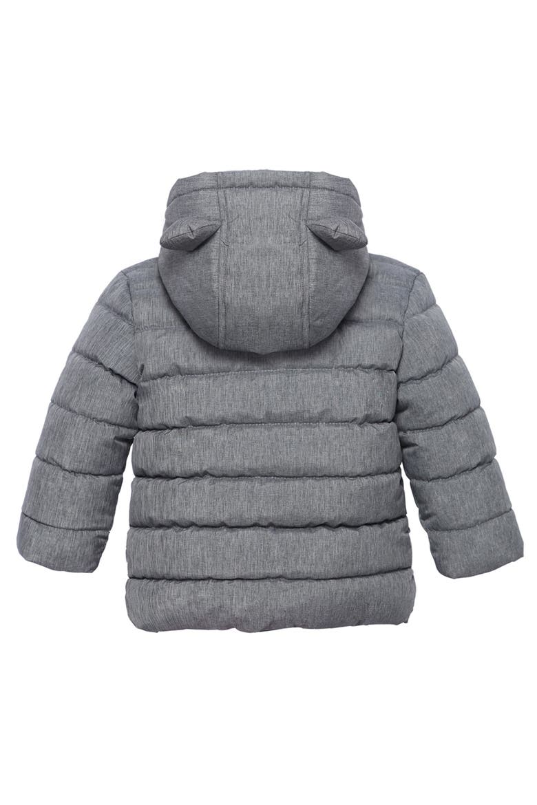 Bear Fleece Hooded Puffer Jacket, Alternate, color, Gray Textured