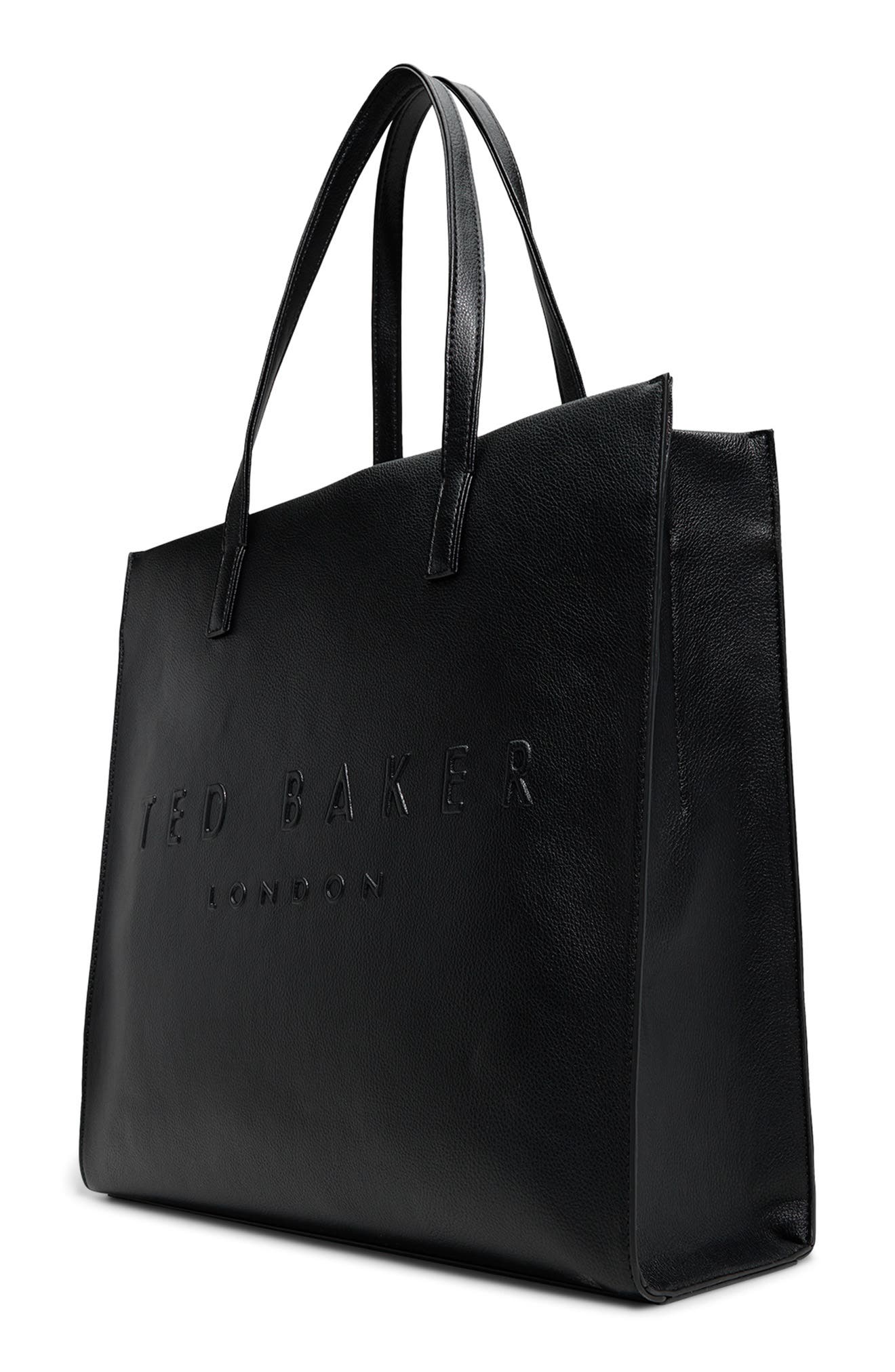 Hayden Faux Leather Tote, Alternate, color, BLACK