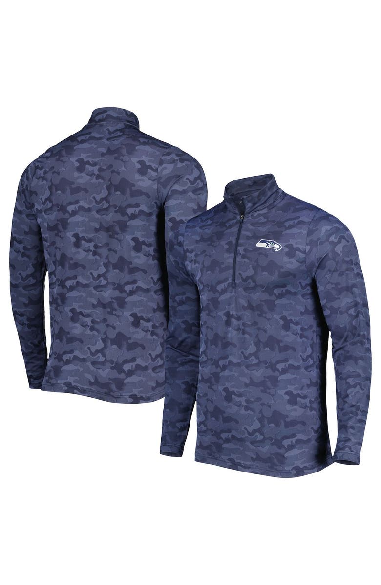 ANTIGUA Men's Antigua College Navy Seattle Seahawks Brigade Quarter-Zip Sweatshirt, Main, color, Navy