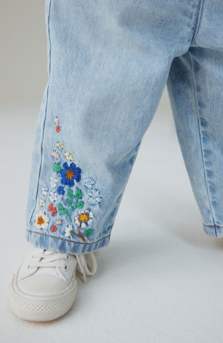 NEXT Kids' Floral Embroidered Jeans, Alternate, color, Blue