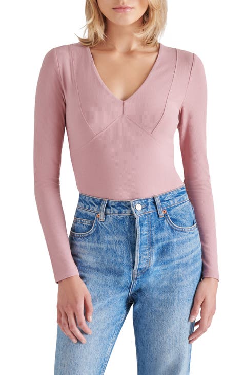 Seamed V-Neck Long Sleeve Bodysuit