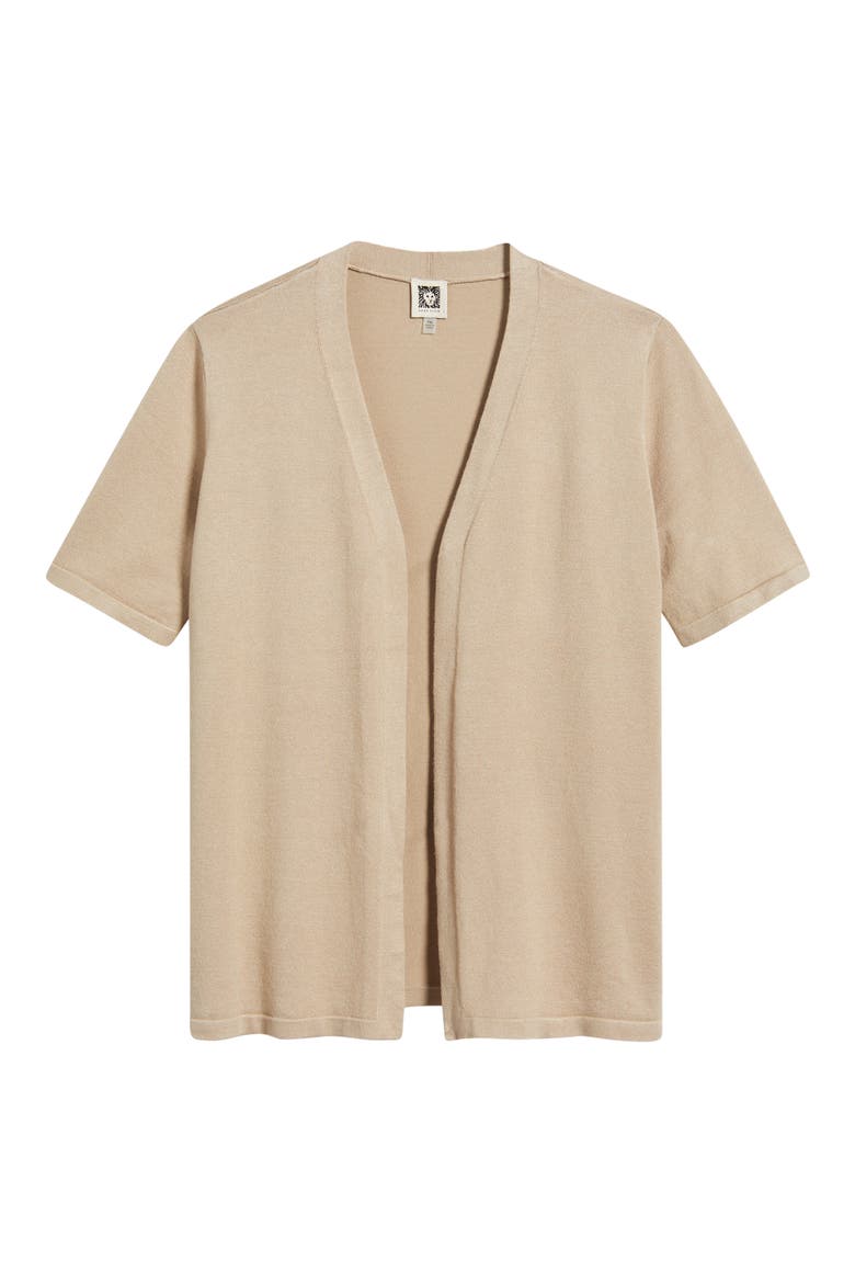 Newport Open Front Elbow Sleeve Cardigan, Alternate, color, LATTE
