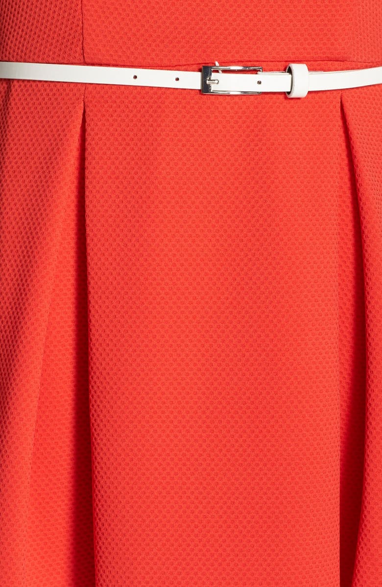 Chetta B Belted Textured Fit & Flare Dress, Alternate, color,