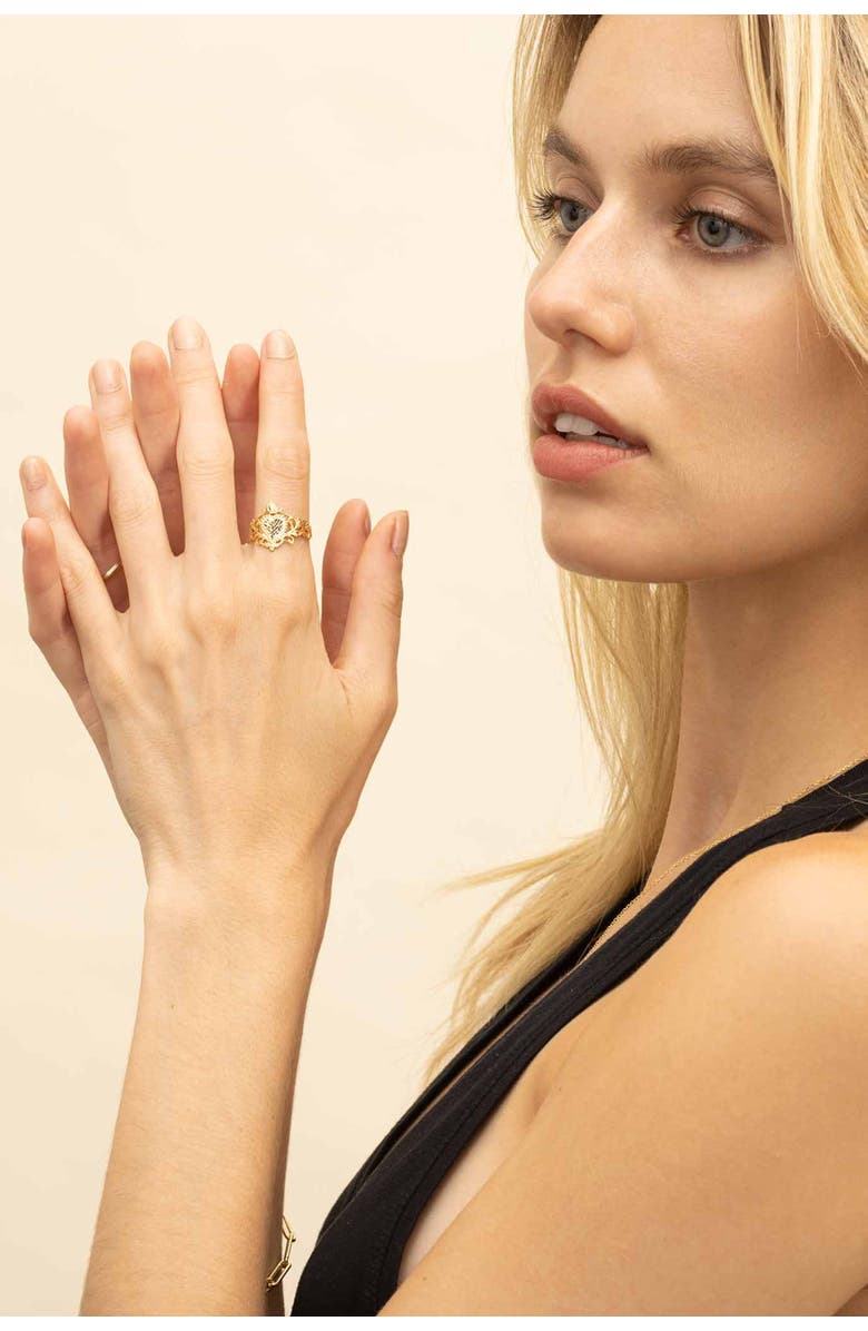 Oradina 14K Gold Hearts Desire Statement Ring, Alternate, color,