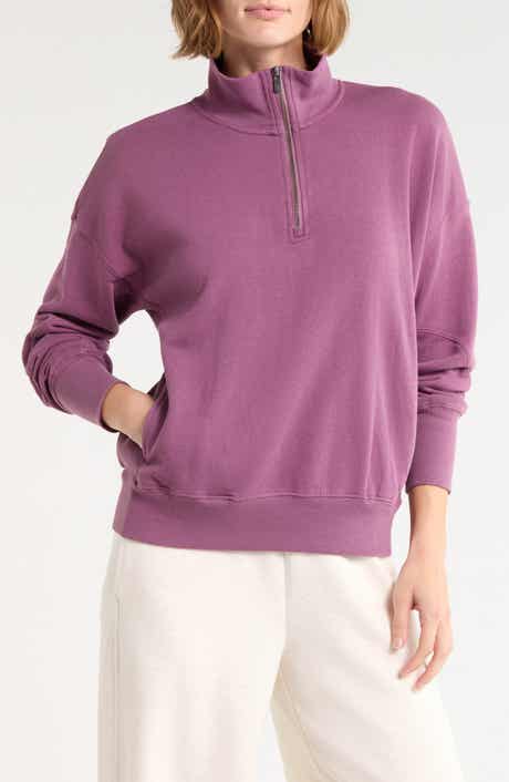 Rib Panel Quarter Zip Terry Pullover