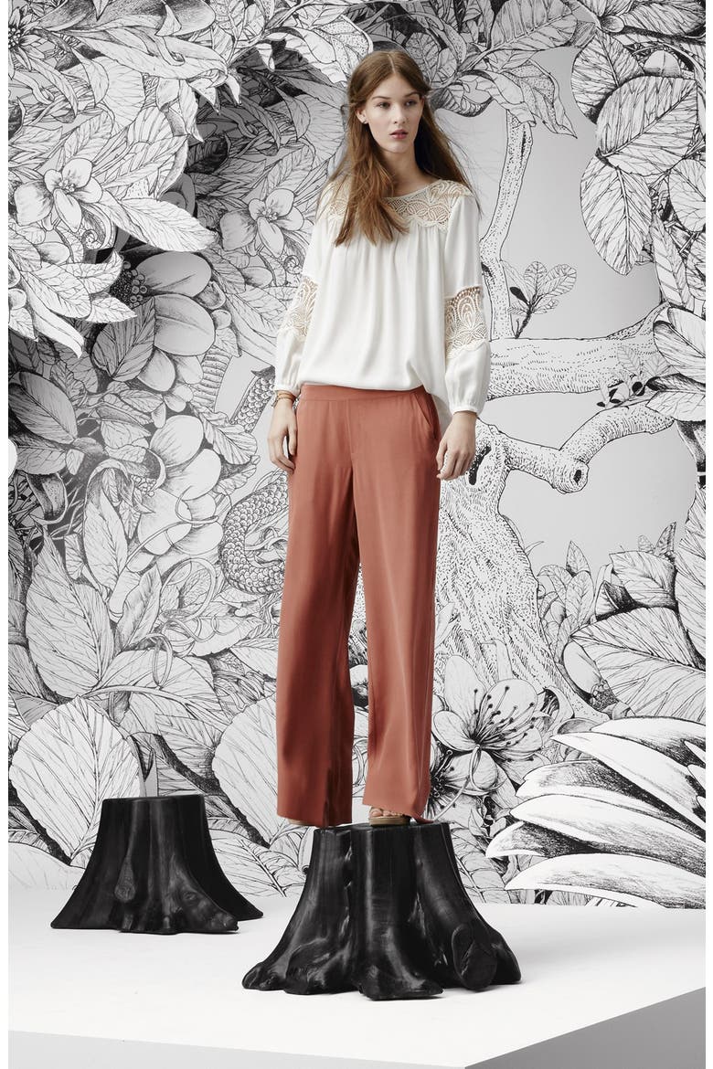 'Coastal' Lace Inset Blouse, Alternate, color, PORCELAIN