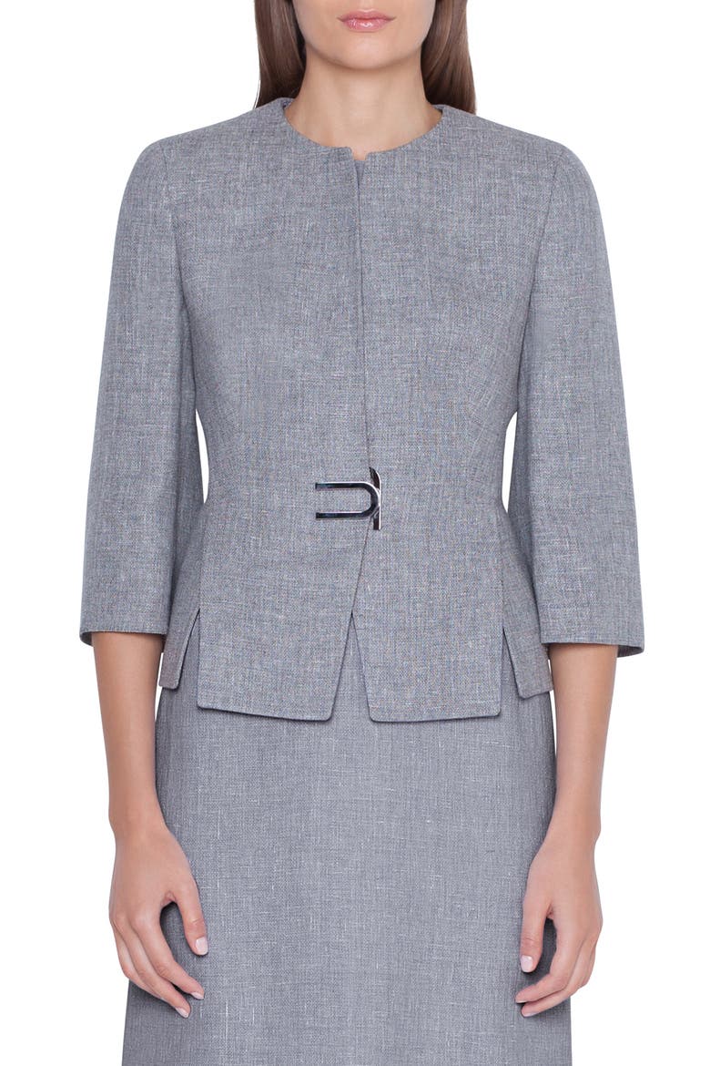 Double Face Linen & Wool Jacket, Main, color, TITAN