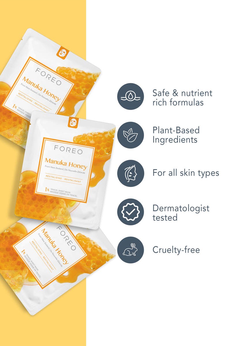 FOREO Farm To Face Sheet Mask - Manuka Honey x3, Alternate, color, NO COLOR