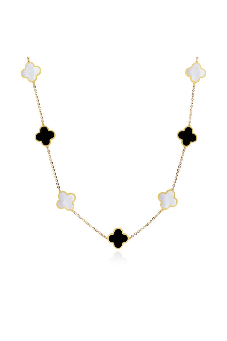 Small Mother of Pearl and Onyx Mixed Clover Necklace, Main, color, Mother of Pearl and Onyx
