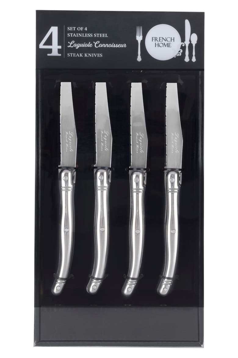 Set of 4 Laguiole Connoisseur Steak Knives, Alternate, color, SILVER/ STAINLESS-STEEL