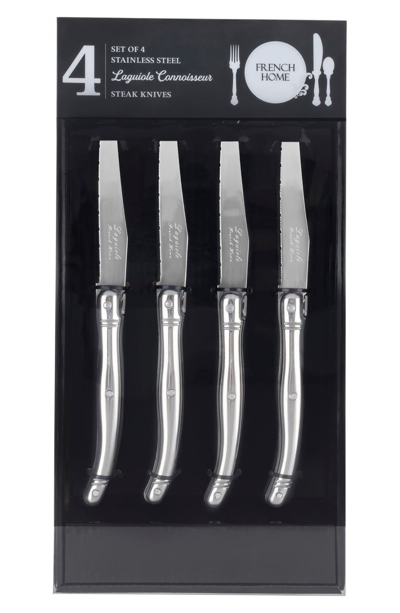 FRENCH HOME Set of 4 Laguiole Connoisseur Steak Knives, Alternate, color, Silver/ Stainless-Steel