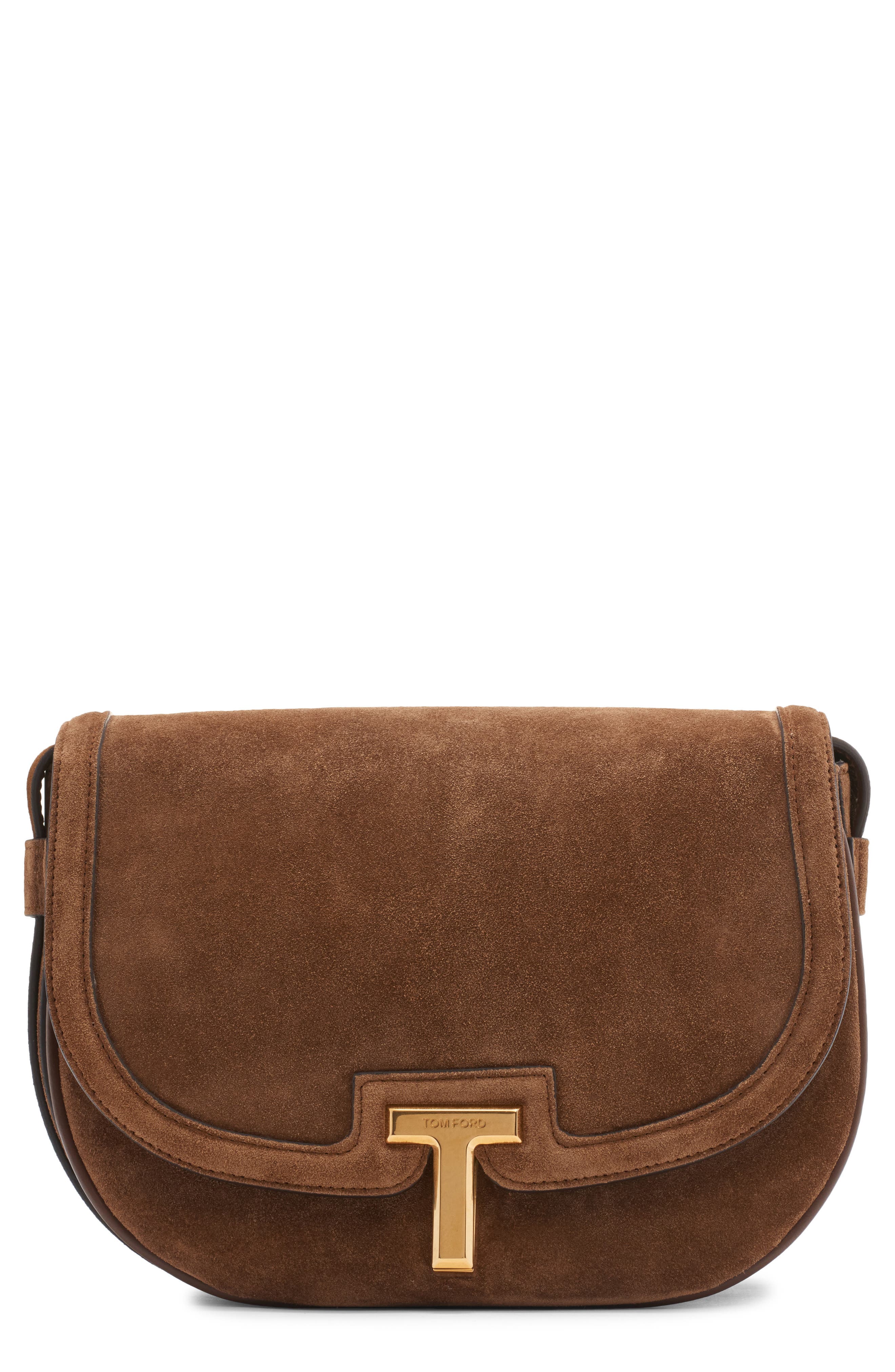 TOM FORD Small Wallis Suede Saddle Bag, Main, color, 