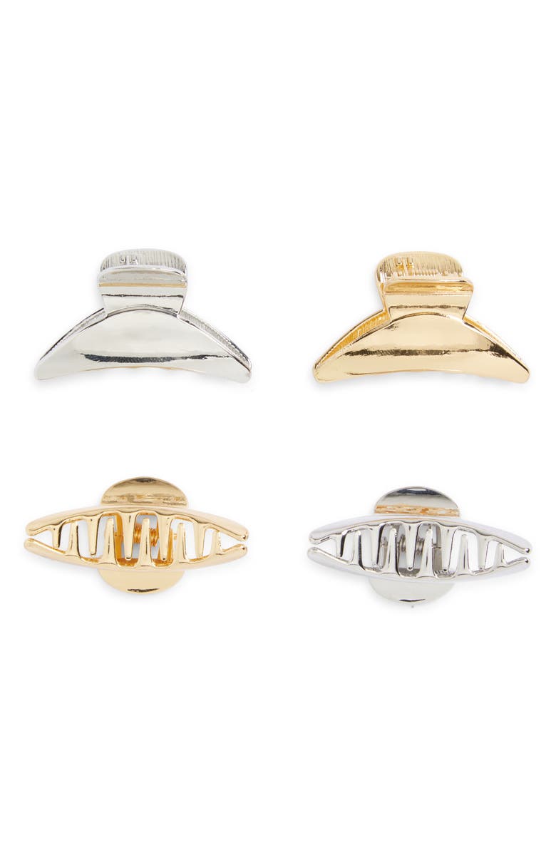 Tasha Assorted 4-Pack Metallic Mini Jaw Hair Clips, Main, color, Gold Silver