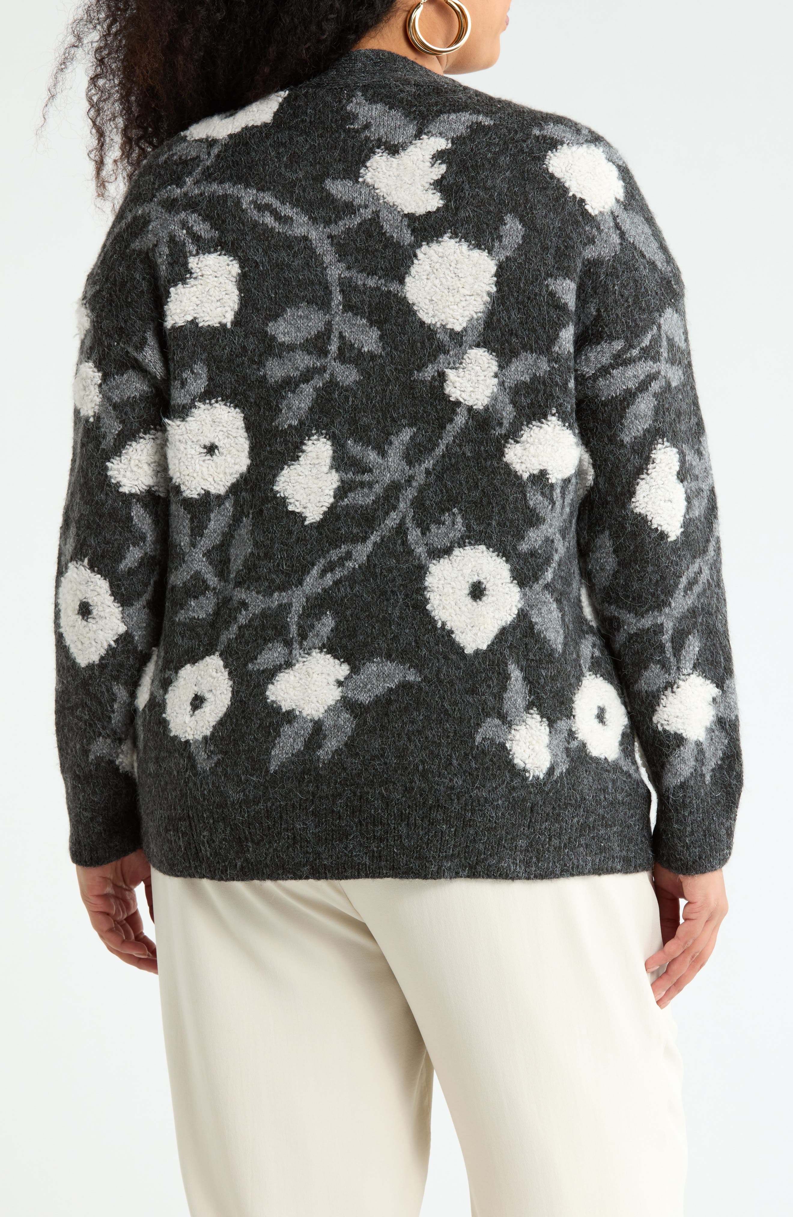 Floral Jacquard Button Front Cardigan - image 2
