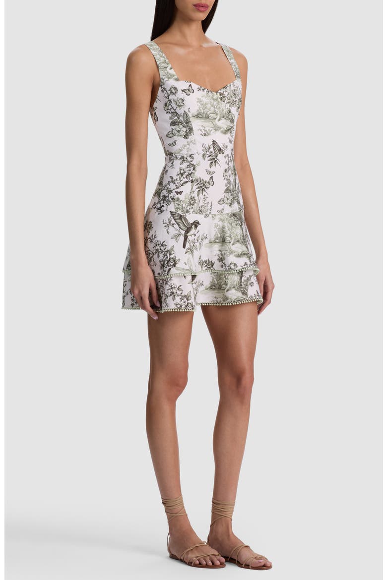 Mixed Print Sweetheart Neck Linen Blend Dress, Alternate, color, DAYBREAK