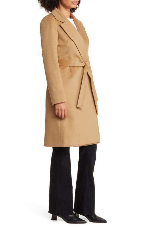 Fleurette Wool Wrap Coat In Brown