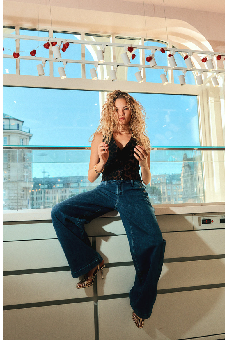 Sol High Rise Wide Leg Trousers, Alternate, color, Dark Wash