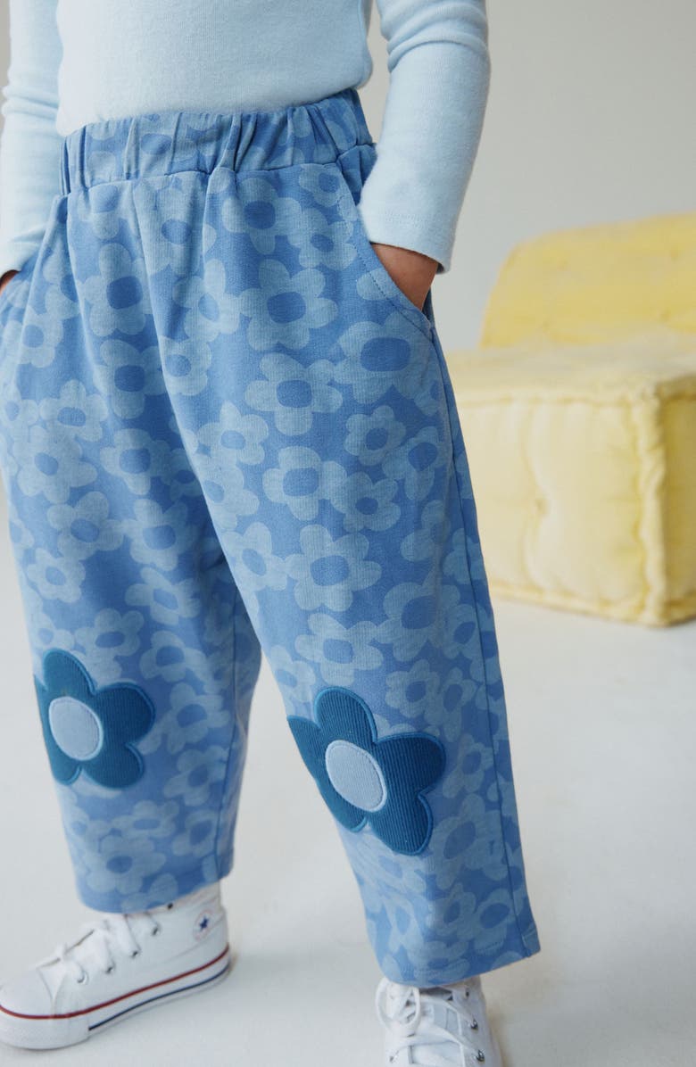 NEXT Kids' Floral Barrel Leg Cotton Pants, Alternate, color, Blue