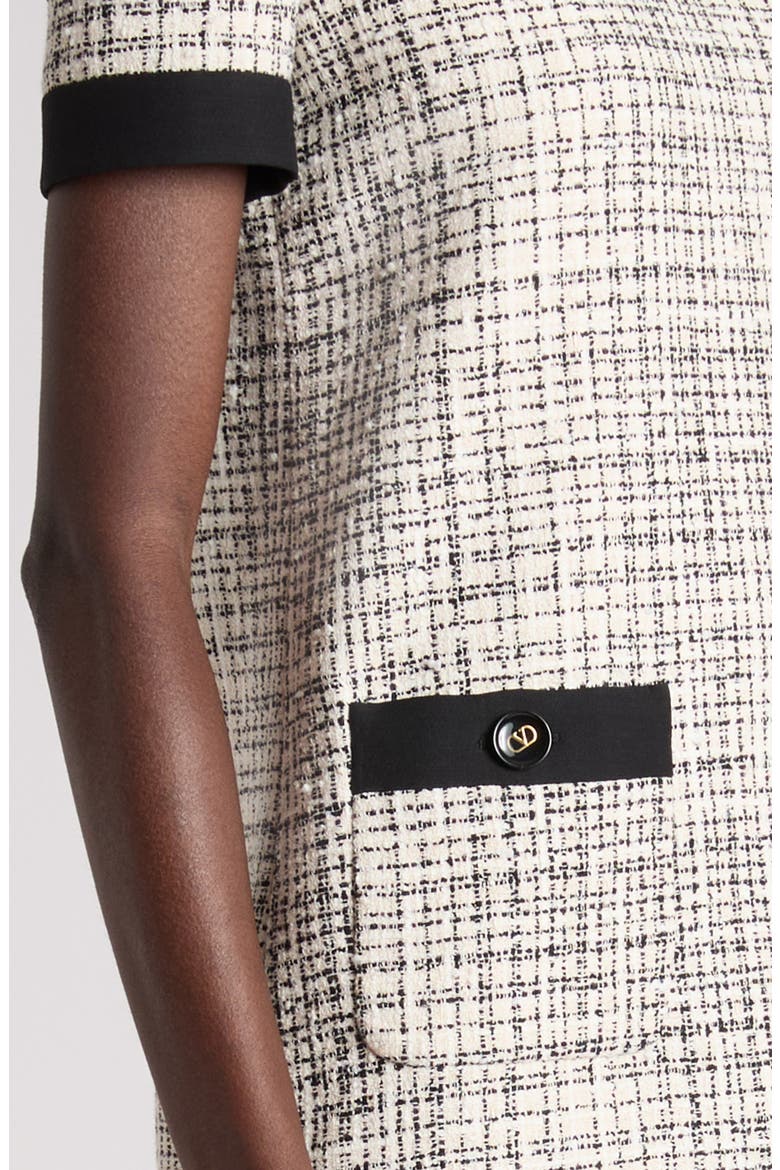 Short Sleeve Tweed Minidress, Alternate, color, VANILLA
