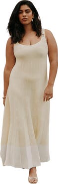 ELOQUII Contrast Hem Sweater Dress