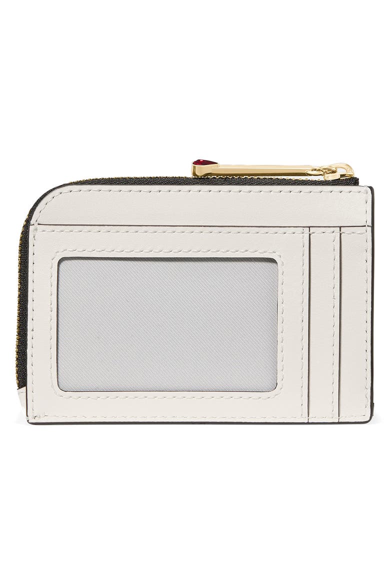 Matchbox Mini Leather Zip Card Case, Alternate, color, PARCHMENT MULTI