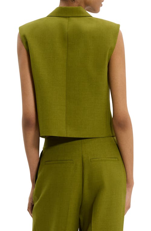 Theory Double-breasted Vest In City Twill In Green