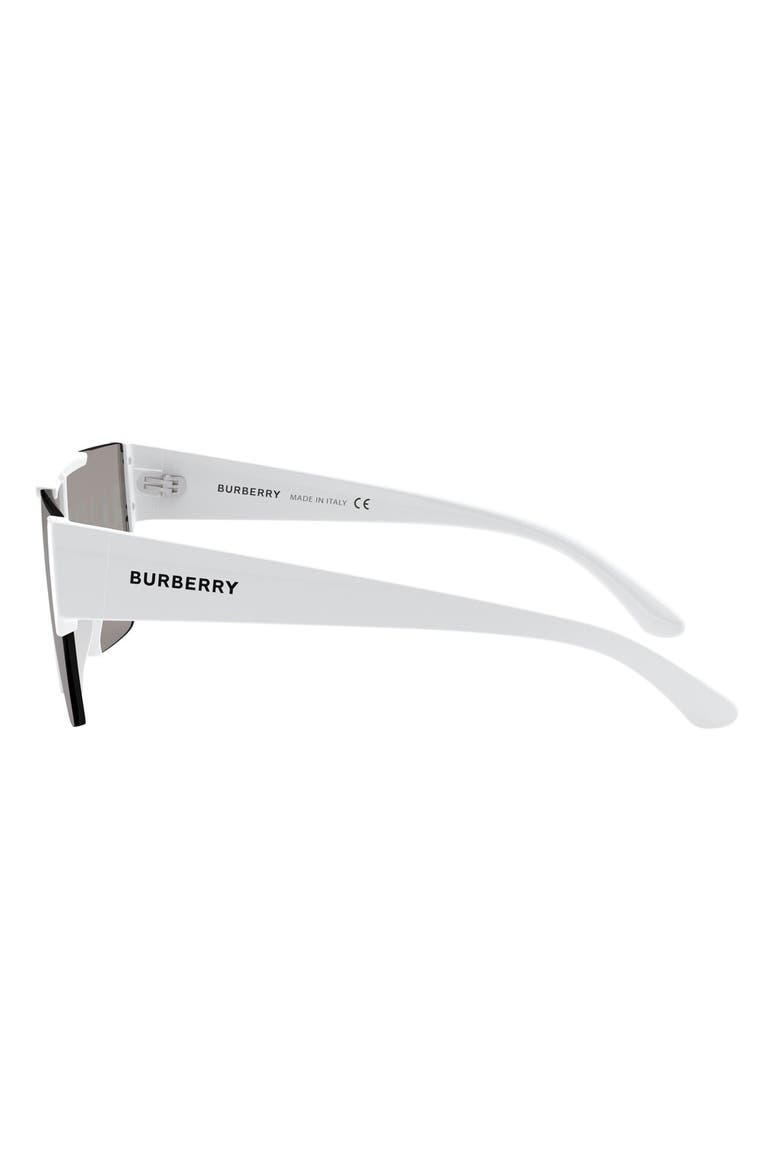 38mm Shield Sunglasses, Alternate, color, WHITE/GRY BURBERRY SLVR/GOLD