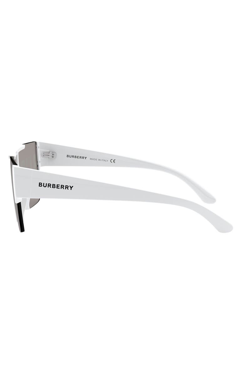 Burberry 38mm Shield Sunglasses, Alternate, color, White/Gry Burberry Slvr/Gold