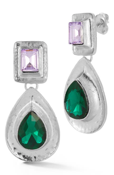 Cubic Zirconia Statement Drop Earrings
