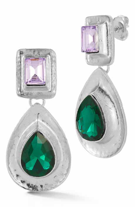 Cubic Zirconia Statement Drop Earrings