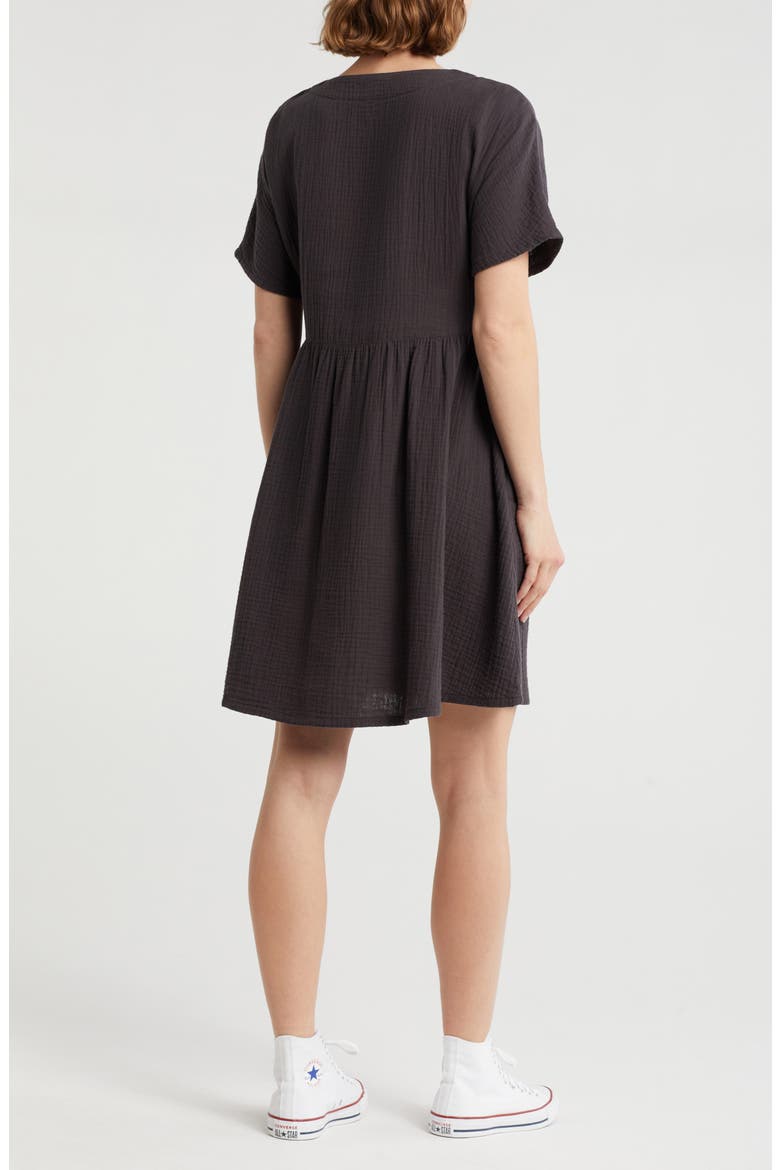 Lightspun Button Front Minidress, Alternate, color, BLACK COAL