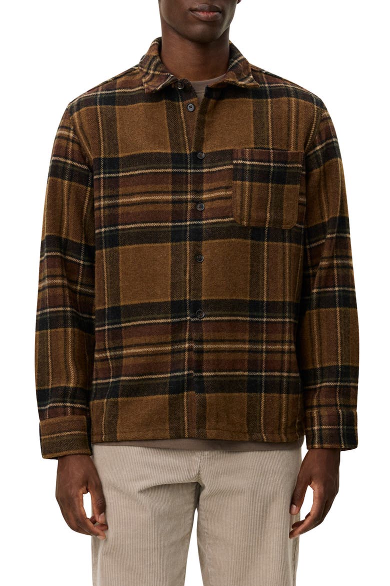Kaleb Check Wool Blend Overshirt, Main, color, MONKS ROBE