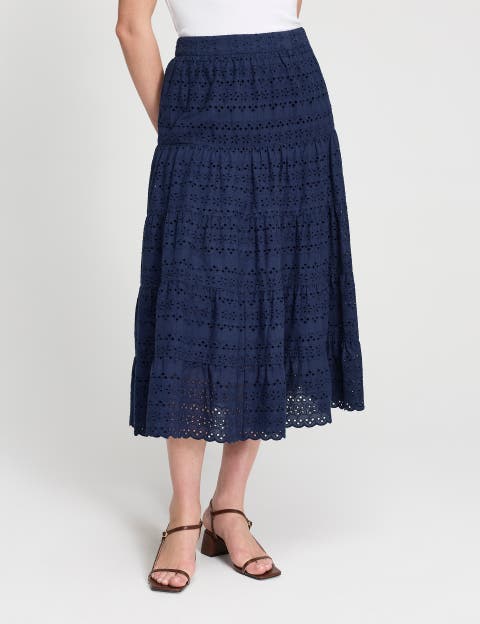 Siobhan Broderie Tiered Midi Skirt