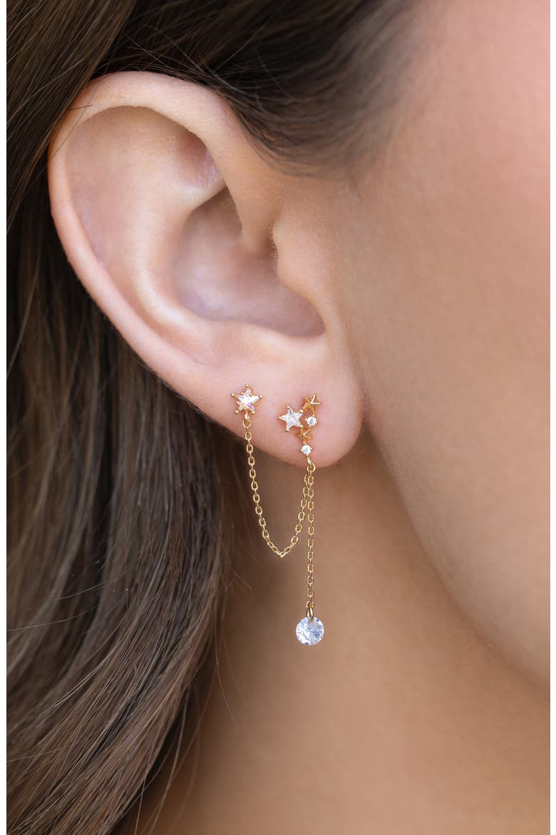 Star Crossed Lover Single Drop Earring, Alternate, color, GOLD