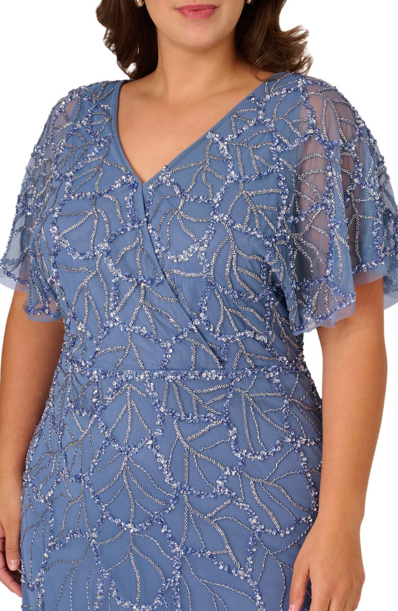 Adrianna Papell Beaded Mesh Gown, Alternate, color, 