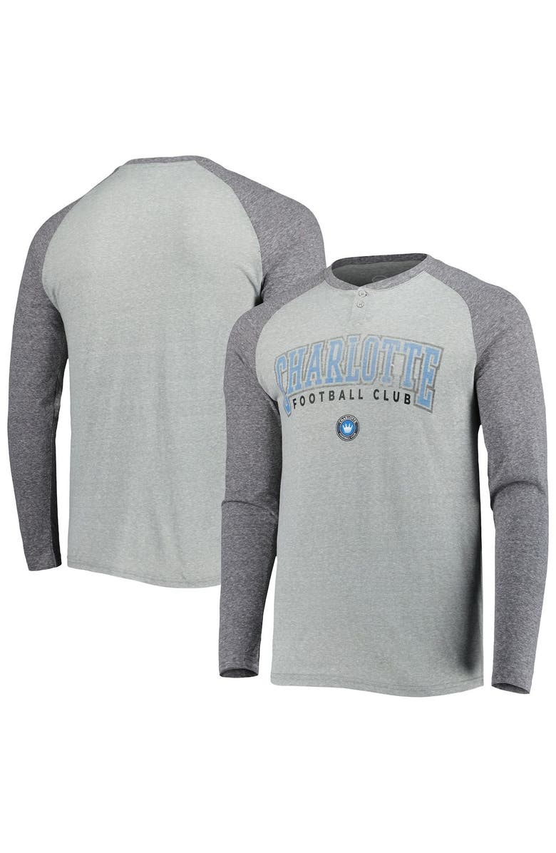 CONCEPTS SPORT Men's Concepts Sport Heathered Gray/Heathered Charcoal Charlotte FC Ledger Raglan Long Sleeve T-Shirt, Main, color, Charcoal