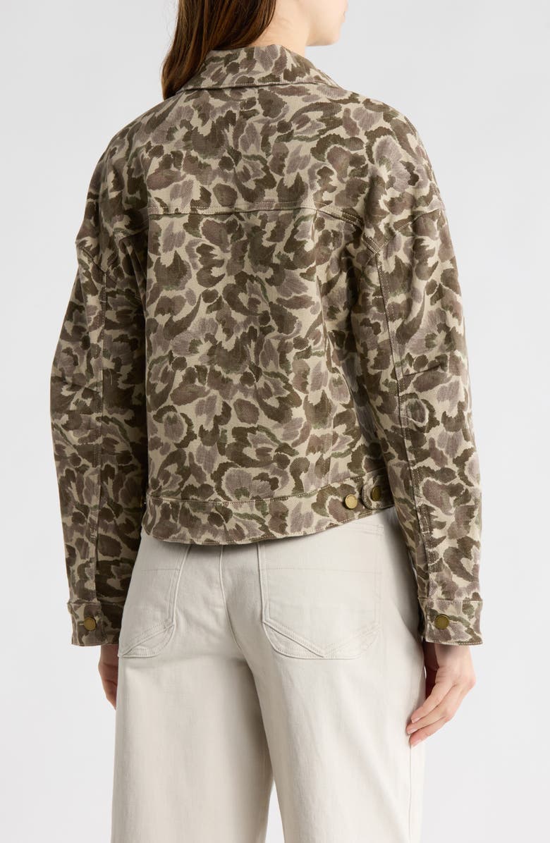 Democracy Barrrel Sleeve Printed Hi-lo Jacket, Alternate, color, Forest Moss/ Light Khaki