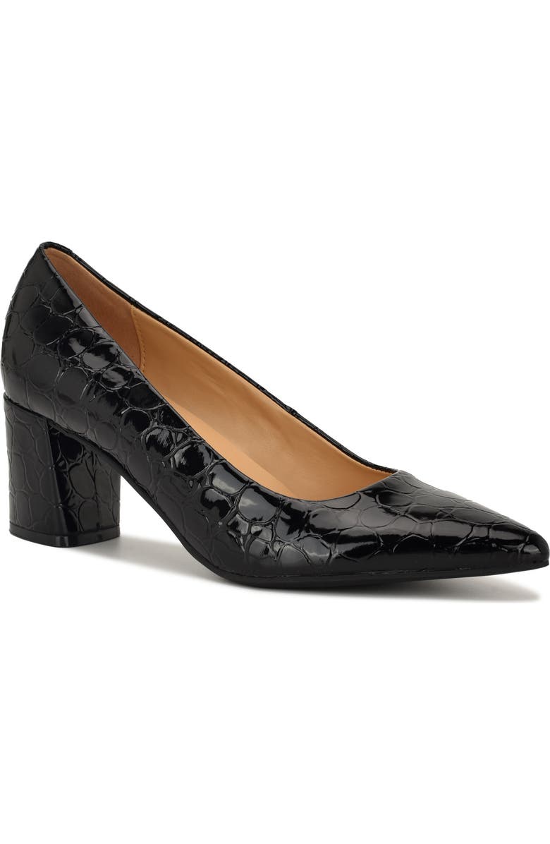 Nine West Kaylen Croc-Embossed Pump, Main, color, Black Croco