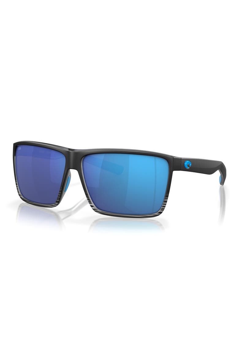 Rincon 63mm Polarized Oversize Rectangular Sunglasses, Alternate, color, MATTE SMOKE CRYSTAL / BLUE