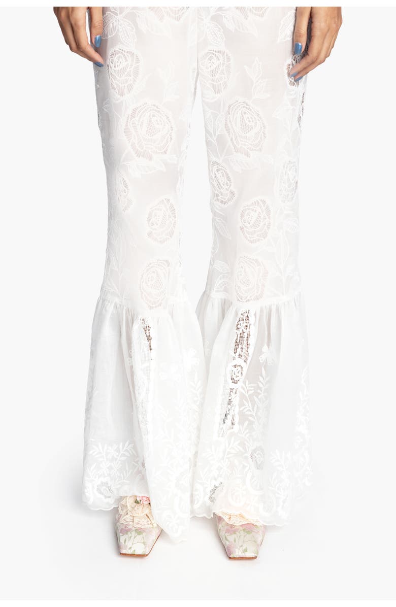Anna Sui Cottage Rose Lace Pants, Alternate, color, White