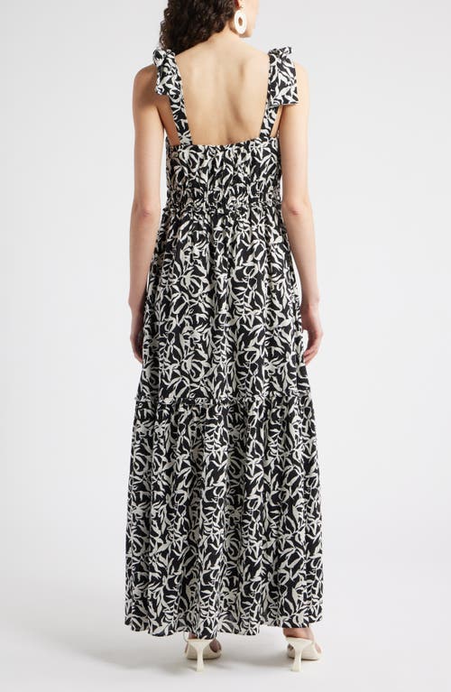 Chelsea28 Tie Strap Floral Print Maxi Dress In Black