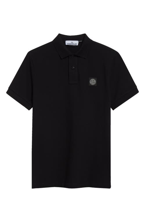 Stone Island Black Piquet Polo Shirt In V0029 Black