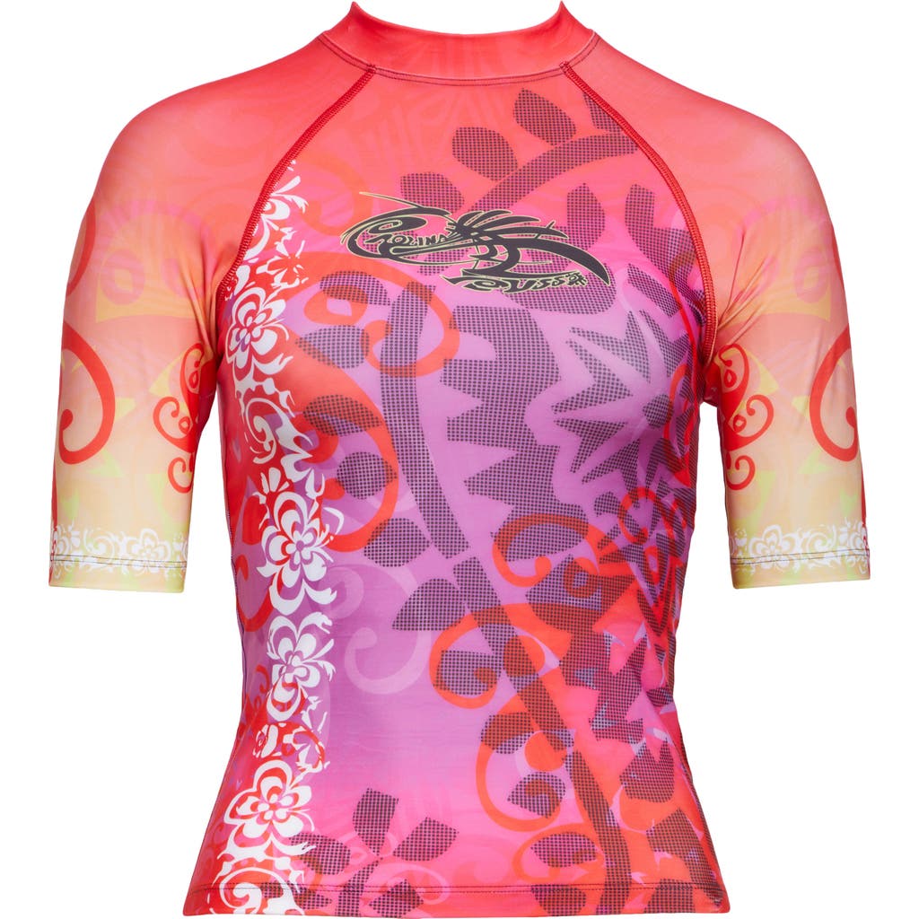 Paolina Russo Short Sleeve Mesh Rashguard In Cherry