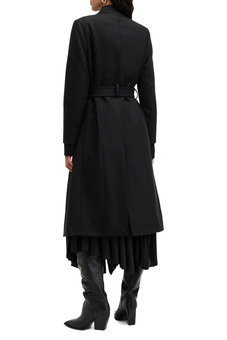 Riley Wool Blend Belted Coat, Alternate, color, BLACK