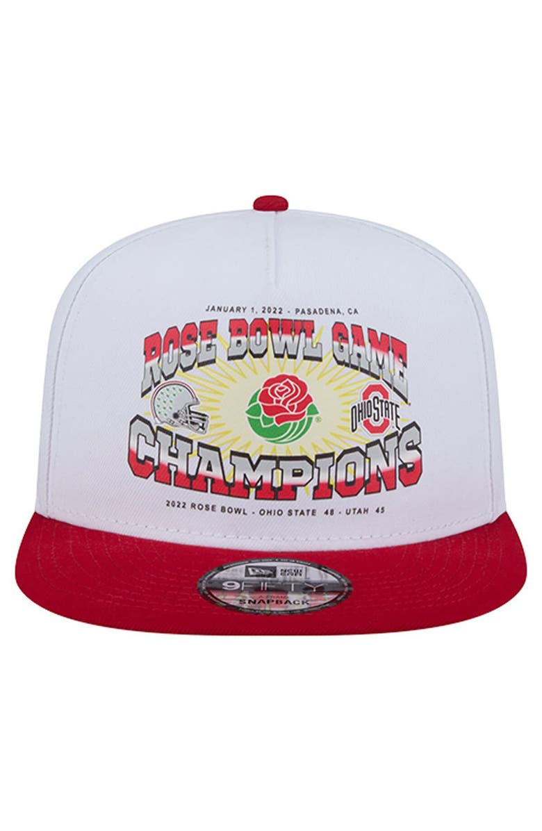 New Era Men's New Era White/Scarlet Ohio State Buckeyes Retro 2022 Rose Bowl Champions 9FIFTY A-Frame Snapback Hat, Alternate, color, White