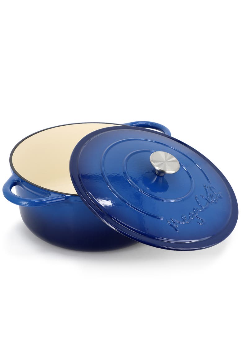 6.35 Quart Round Enameled Cast Iron Dutch Oven, Alternate, color, Dark Blue