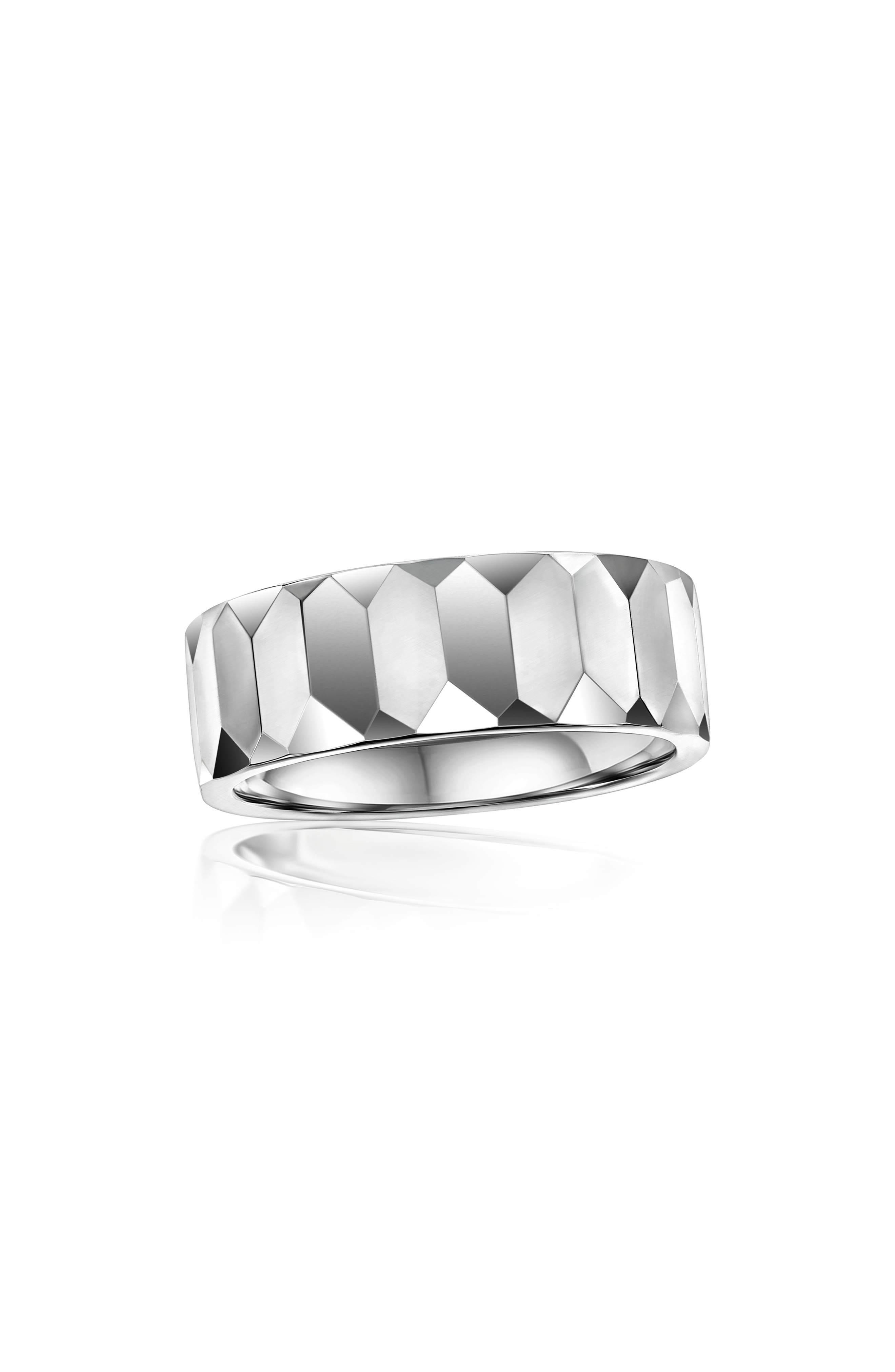 Metallo Men's Faceted Tungsten Ring