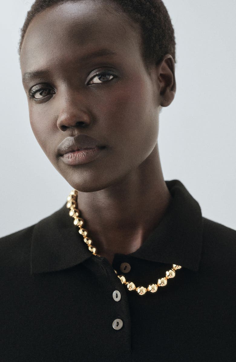 MANGO Selection Wool Sweater Polo, Alternate, color, Black